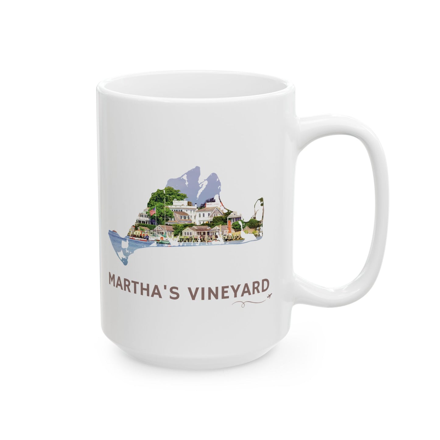 Martha’s Vineyard Edgartown Harbor Mug | Island Outline Coastal Coffee Cup (11oz & 15oz)