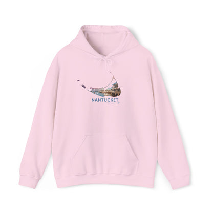 Nantucket Hoodie | Easy Street Harbor Houses & Boats Pullover