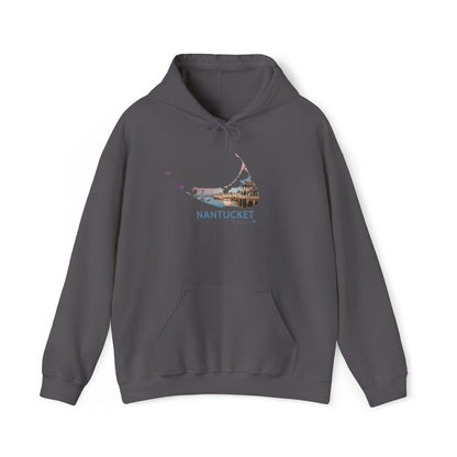 Nantucket Hoodie | Easy Street Harbor Houses & Boats Pullover