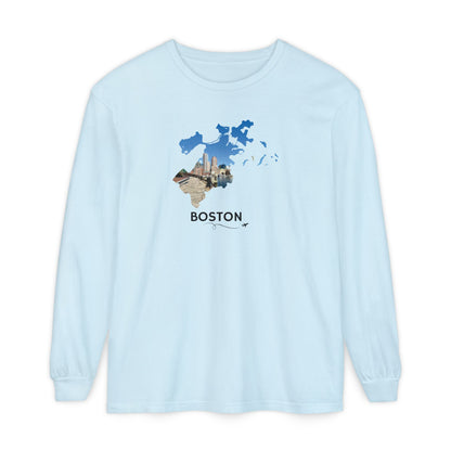 Boston Outline Long Sleeve | Financial District Harbor View