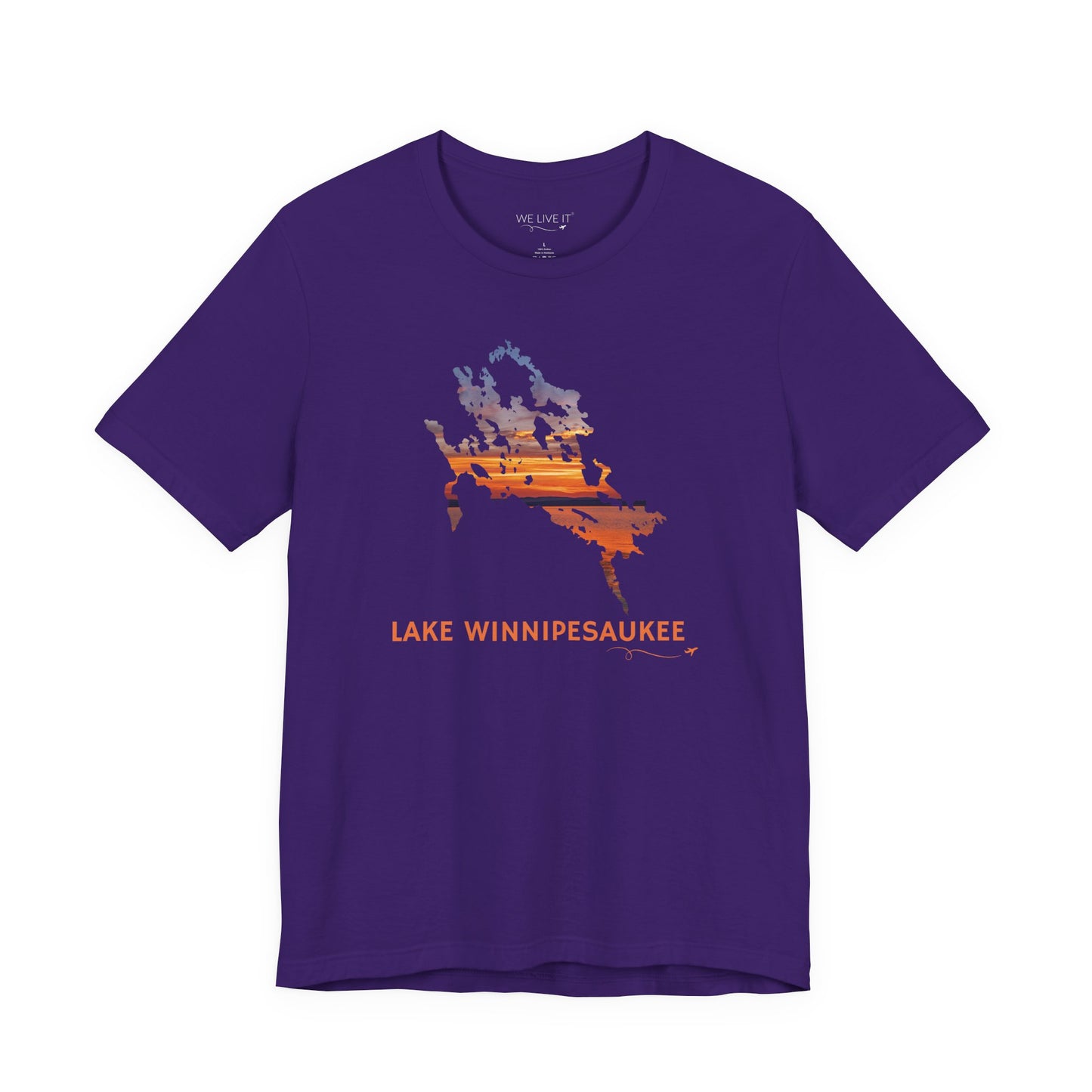 Lake Winnipesaukee T-Shirt | Sunset Lake Outline