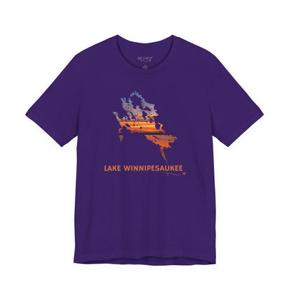Lake Winnipesaukee T-Shirt | Sunset Lake Outline
