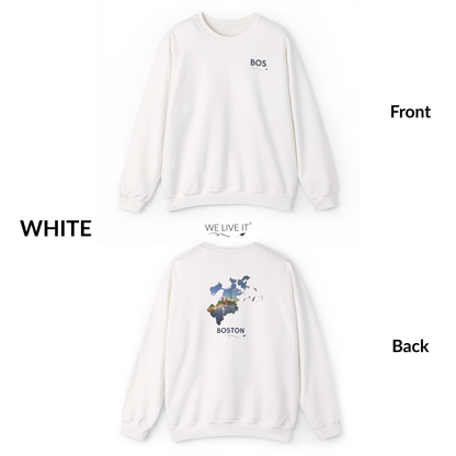 Boston Crewneck Sweatshirt | BOS Front & Back Bay Skyline Back