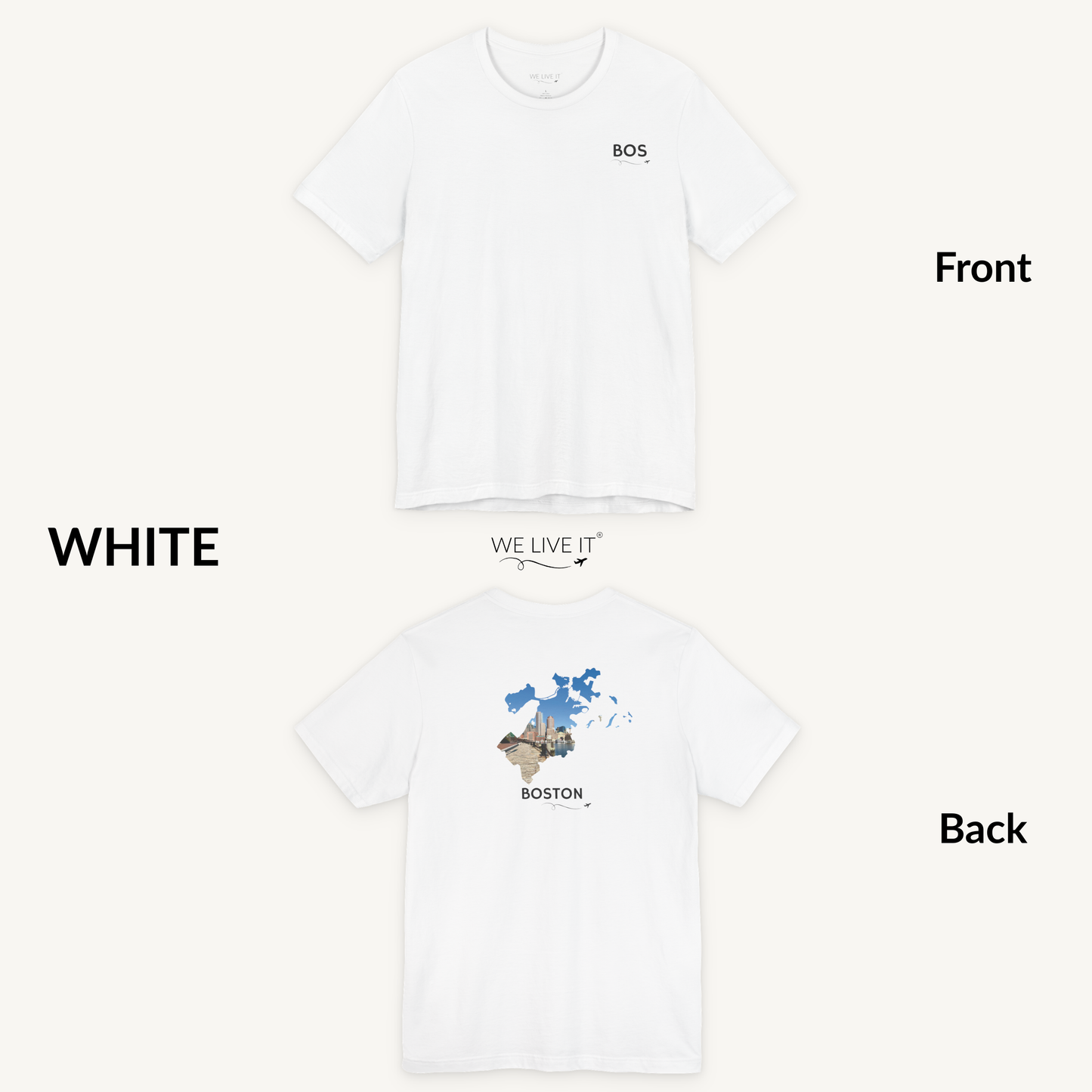 Boston T-Shirt | BOS Front & Financial District Skyline Back
