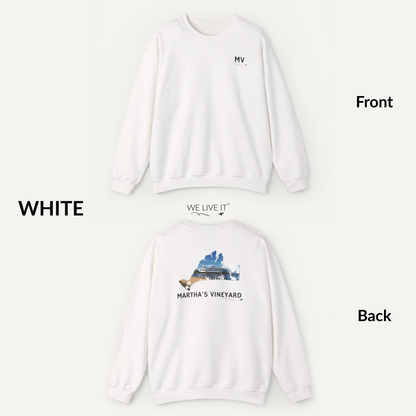 Martha’s Vineyard Crewneck Sweatshirt | MV Front & Vineyard Haven Steamship Back