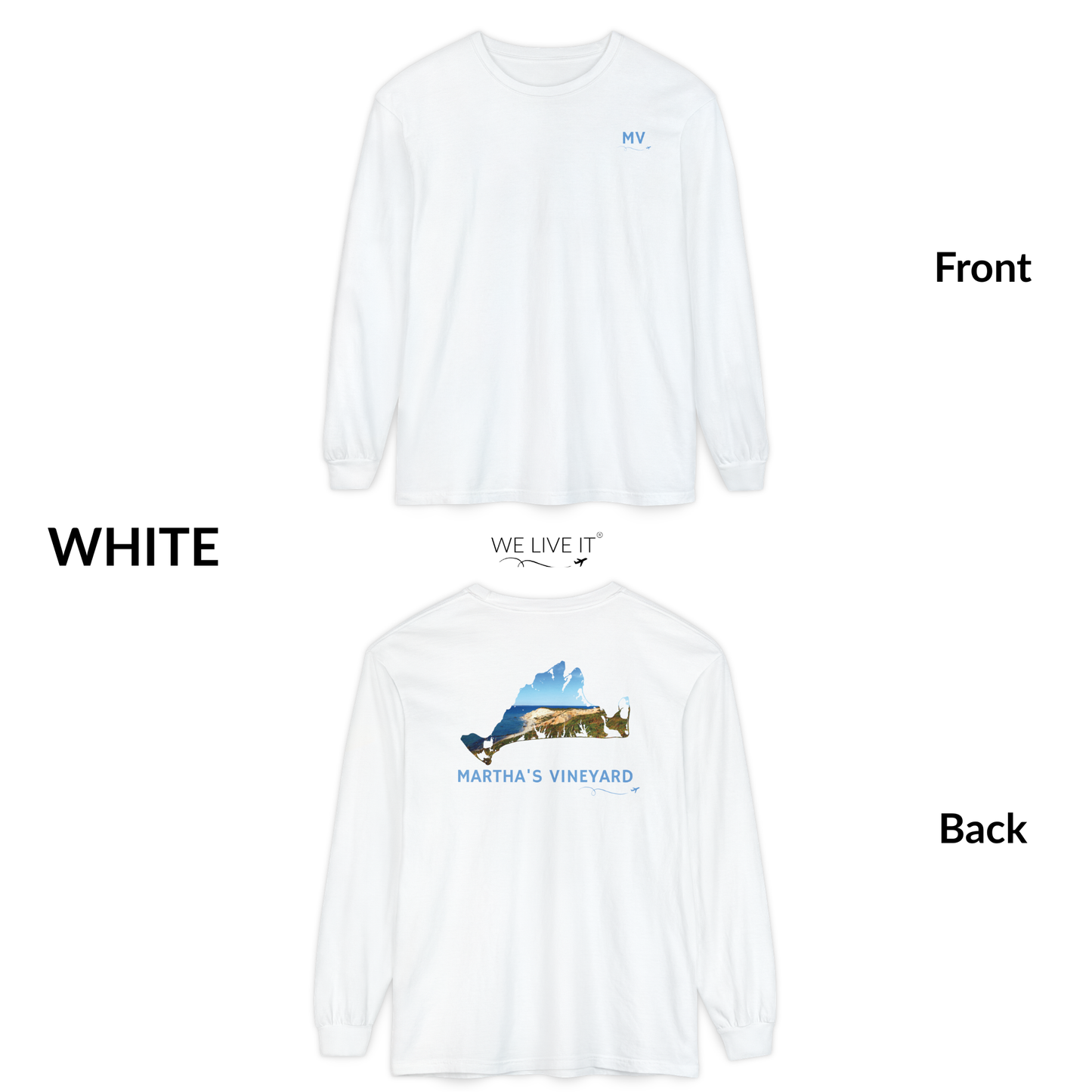 Martha’s Vineyard MV Long Sleeve | Aquinnah Cliffs Outline Back