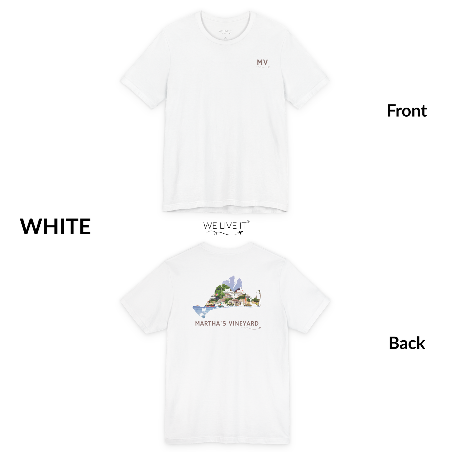 Martha’s Vineyard T-Shirt | MV Front and Edgartown Harbor Back