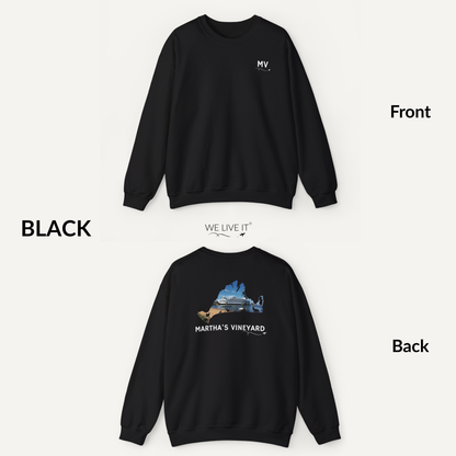 Martha’s Vineyard Crewneck Sweatshirt | MV Front & Vineyard Haven Steamship Back