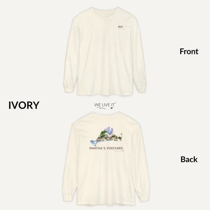 Martha’s Vineyard Long Sleeve | MV Front & Edgartown Harbor Outline Back