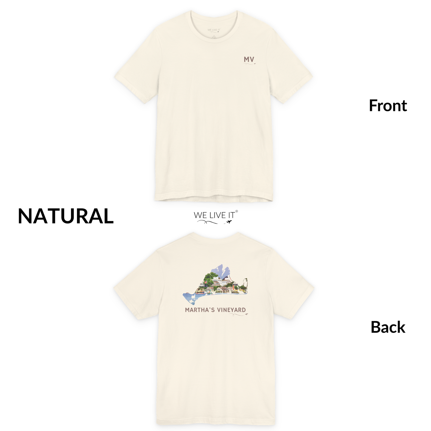 Martha’s Vineyard T-Shirt | MV Front and Edgartown Harbor Back