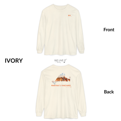 Martha’s Vineyard Long Sleeve | MV Front & Oak Bluffs Harbor Sunset Back