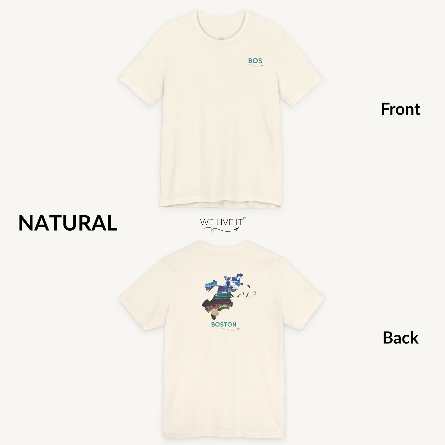 Boston T-Shirt | BOS Front & Fenway Park Back