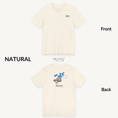 Boston T-Shirt | BOS Front & Financial District Skyline Back