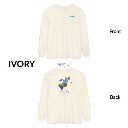 Boston Massachusetts Long Sleeve | BOS Front & Skyline Back