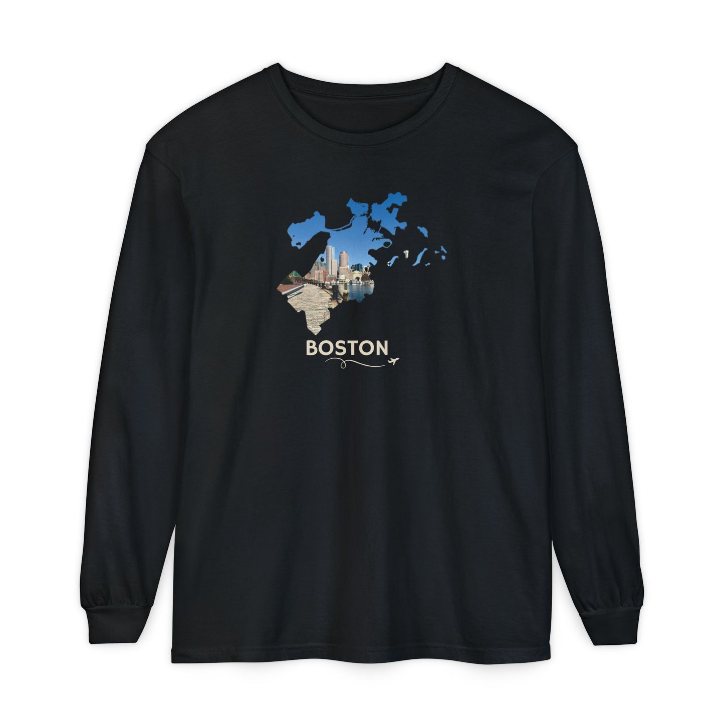 Boston Outline Long Sleeve | Financial District Harbor View