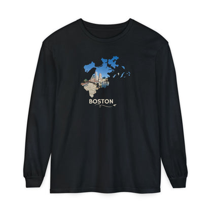 Boston Outline Long Sleeve | Financial District Harbor View