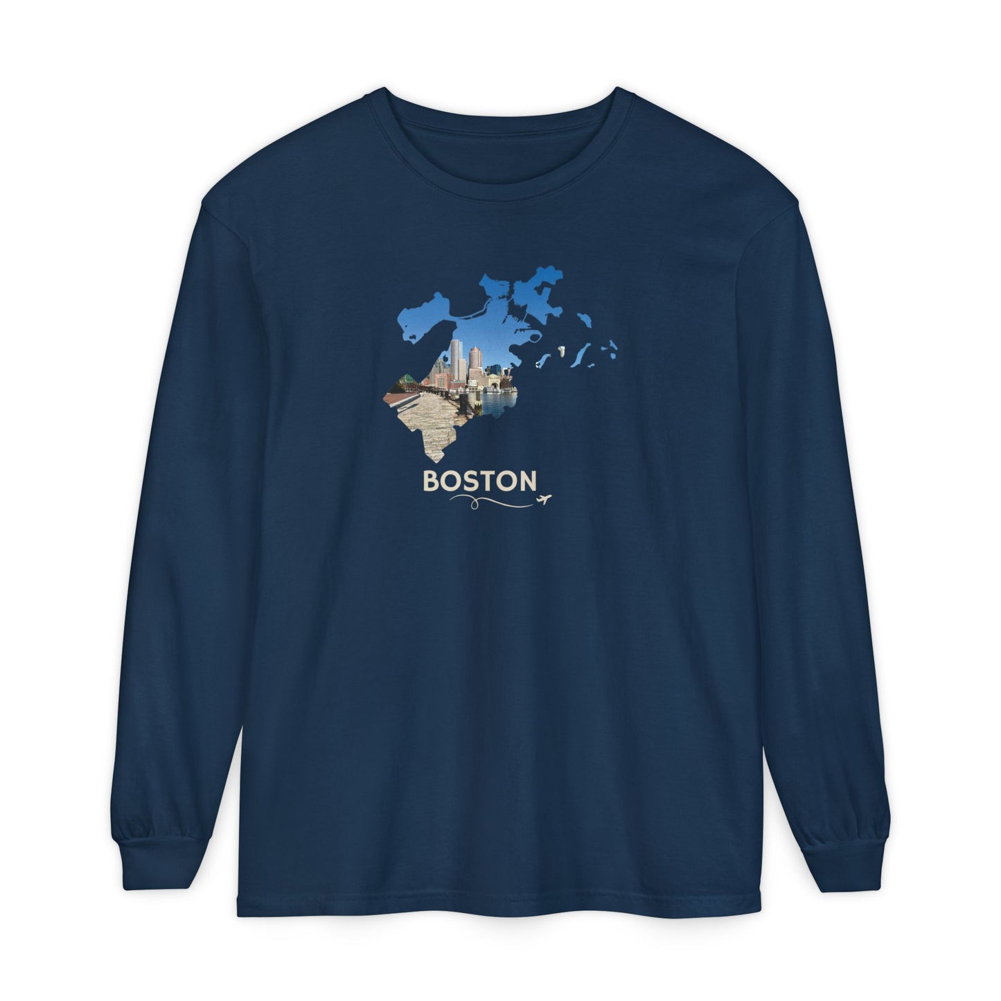 Boston Outline Long Sleeve | Financial District Harbor View