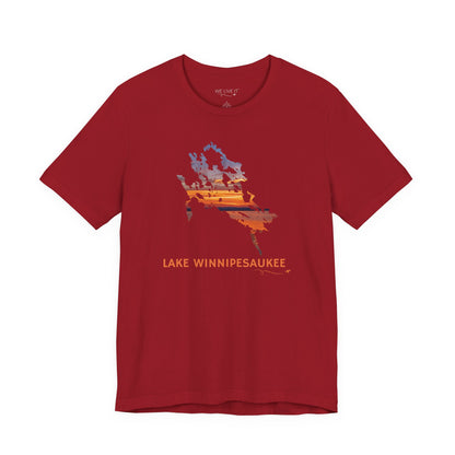 Lake Winnipesaukee T-Shirt | Sunset Lake Outline