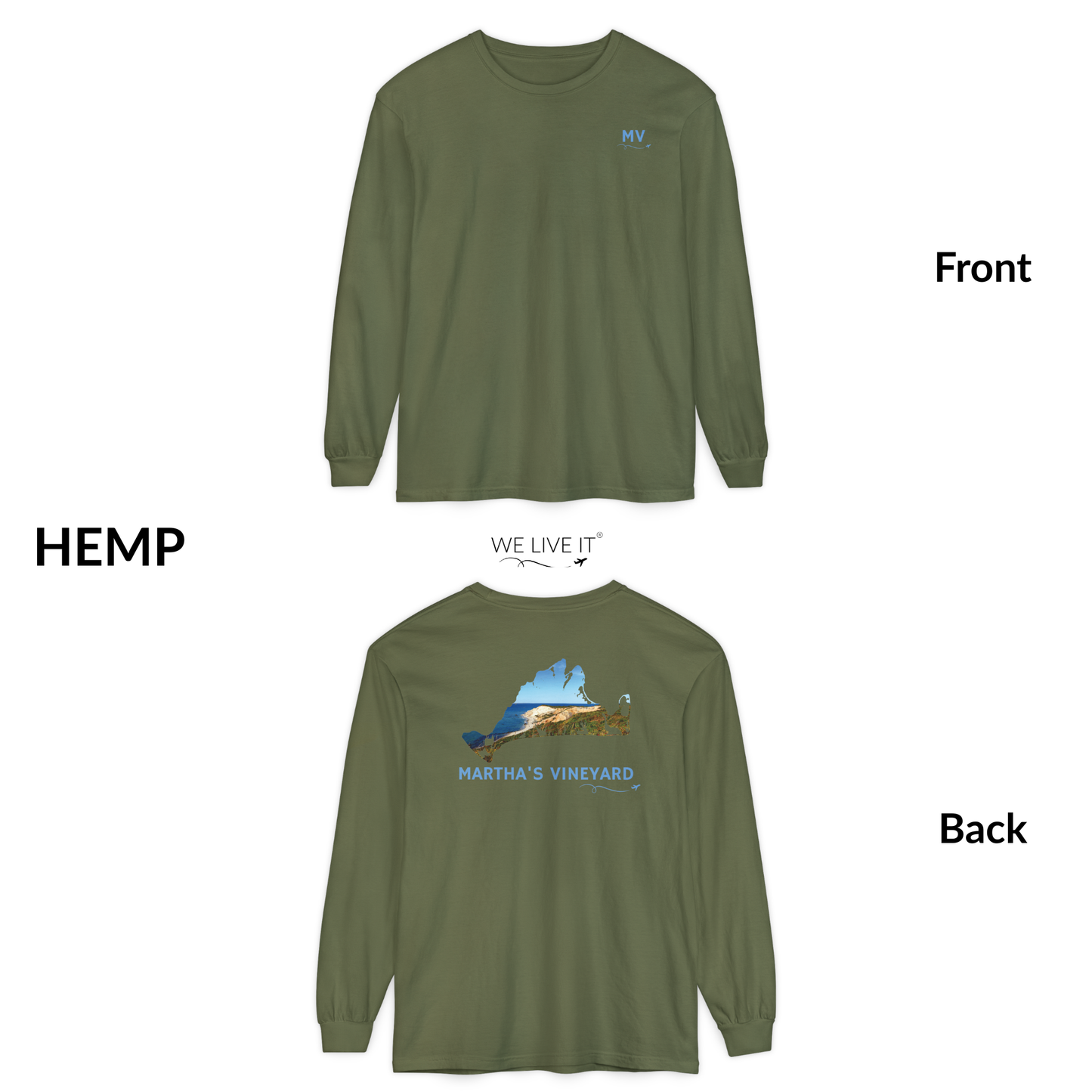 Martha’s Vineyard MV Long Sleeve | Aquinnah Cliffs Outline Back