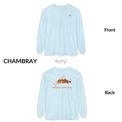 Martha’s Vineyard Long Sleeve | MV Front & Oak Bluffs Harbor Sunset Back