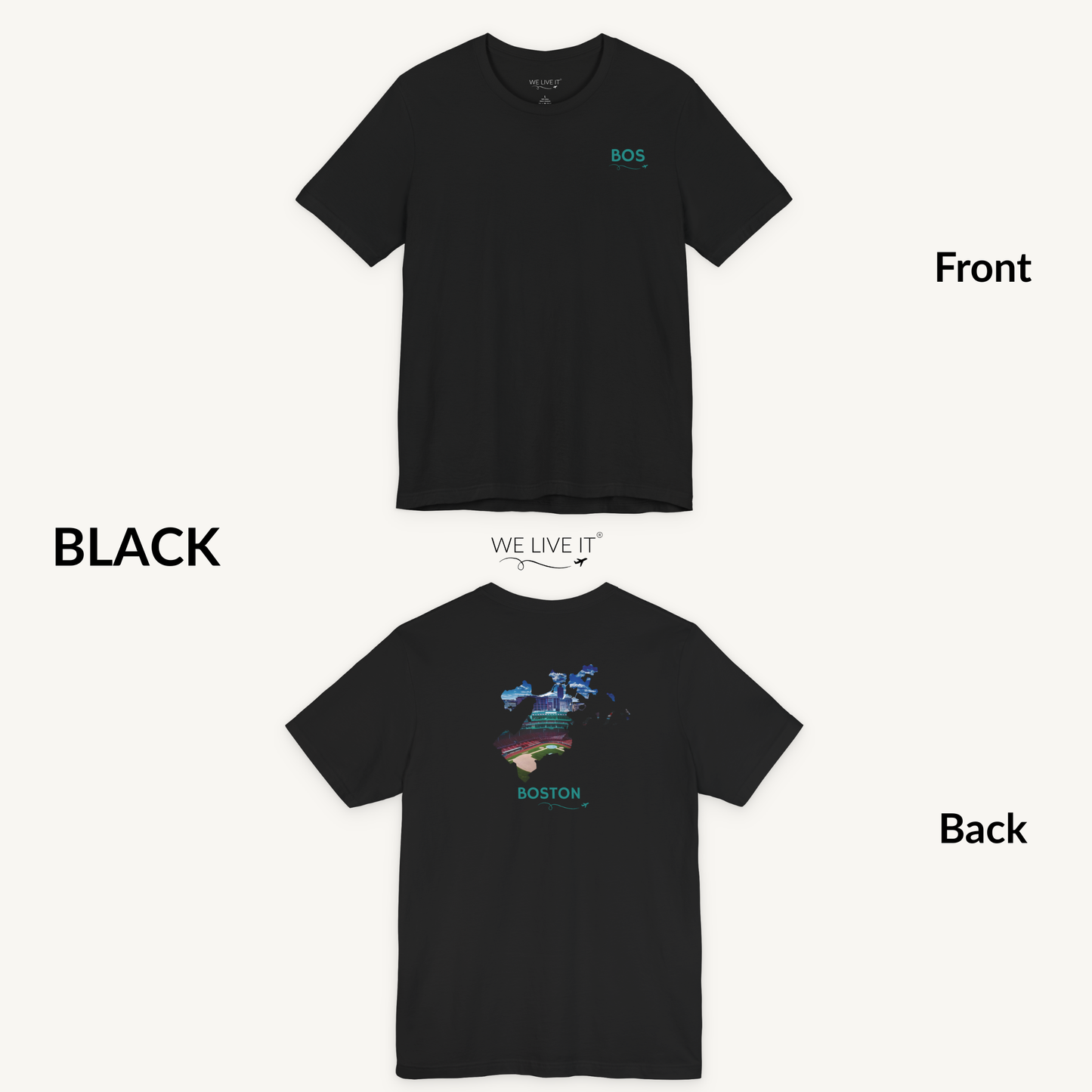 Boston T-Shirt | BOS Front & Fenway Park Back