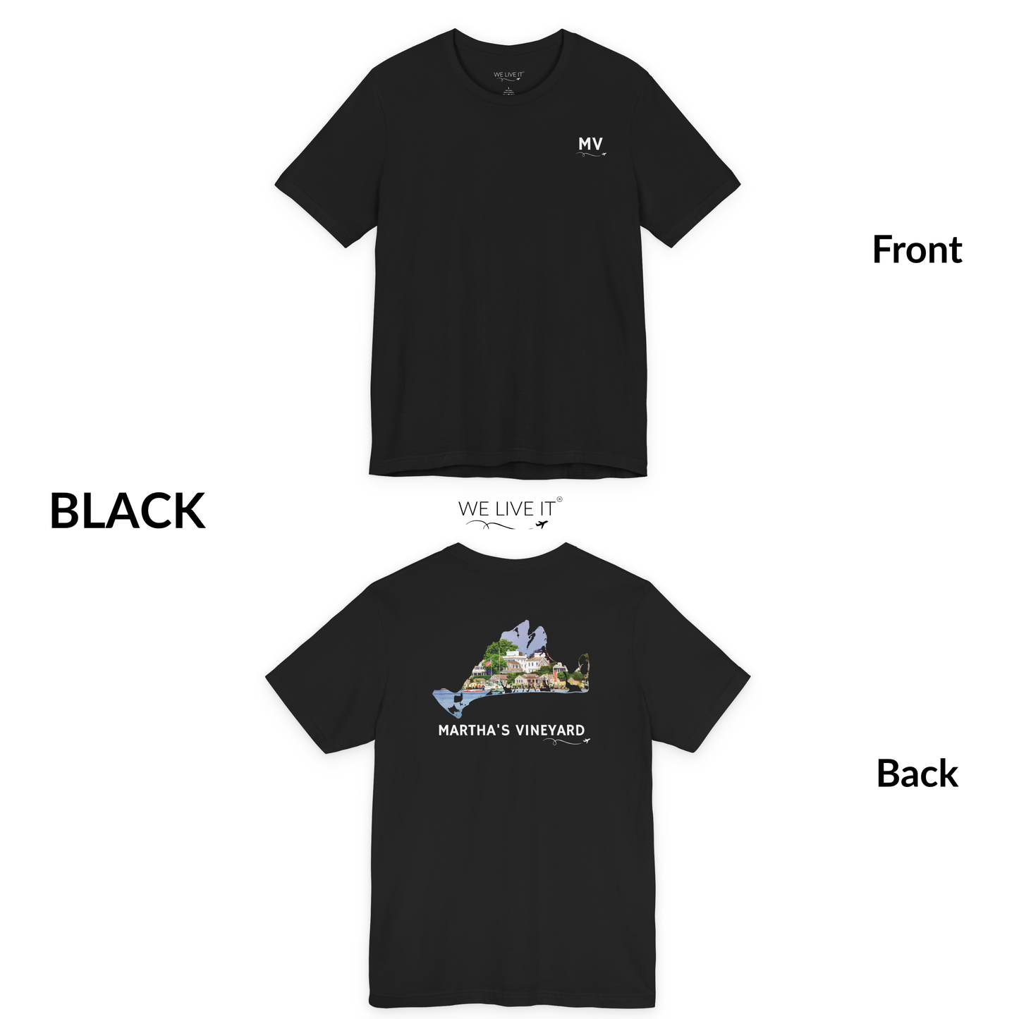 Martha’s Vineyard T-Shirt | MV Front and Edgartown Harbor Back