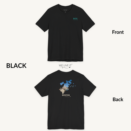 Boston T-Shirt | BOS Front & Financial District Skyline Back