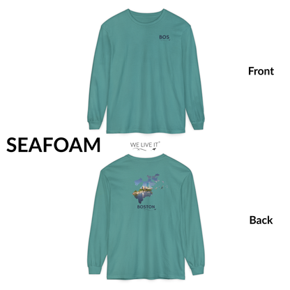 Boston Massachusetts Long Sleeve | BOS Front & Skyline Back