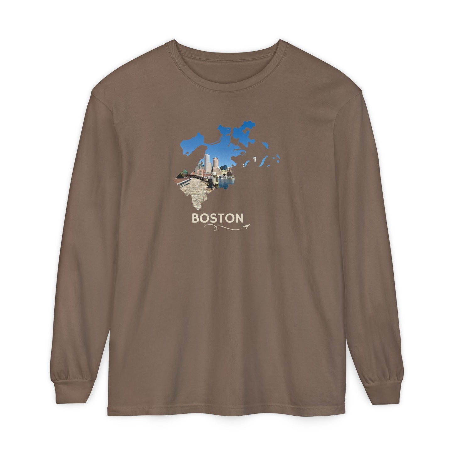 Boston Outline Long Sleeve | Financial District Harbor View