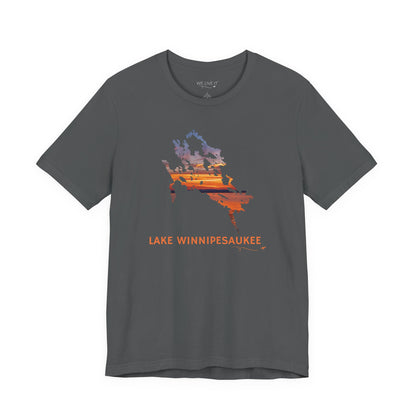 Lake Winnipesaukee T-Shirt | Sunset Lake Outline