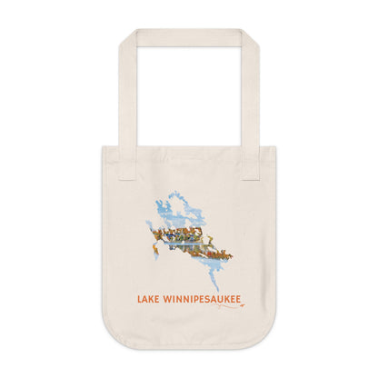 Lake Winnipesaukee Tote Bag | Meredith Foliage & Lake Waterfront Scene