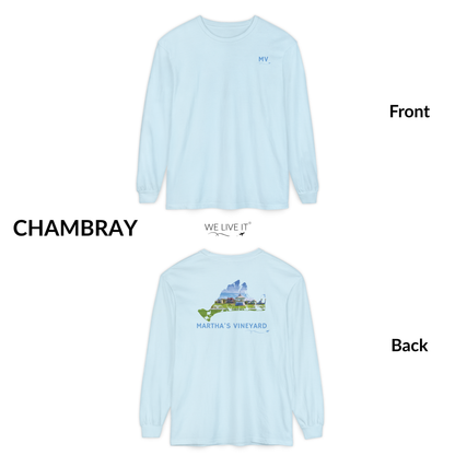 Martha’s Vineyard Outline Long Sleeve | MV Front & Ocean Park Back