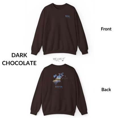Boston Crewneck Sweatshirt | BOS Front & Back Bay Skyline Back