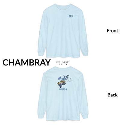 Boston Massachusetts Long Sleeve | BOS Front & Skyline Back