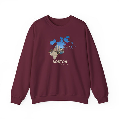 Boston Harbor Crewneck Sweatshirt | Financial District Skyline at Fan Pier Park