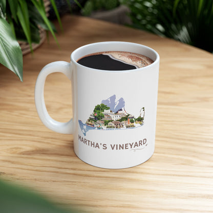 Martha’s Vineyard Edgartown Harbor Mug | Island Outline Coastal Coffee Cup (11oz & 15oz)