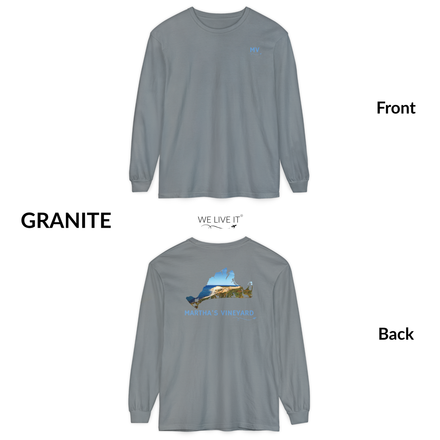Martha’s Vineyard MV Long Sleeve | Aquinnah Cliffs Outline Back
