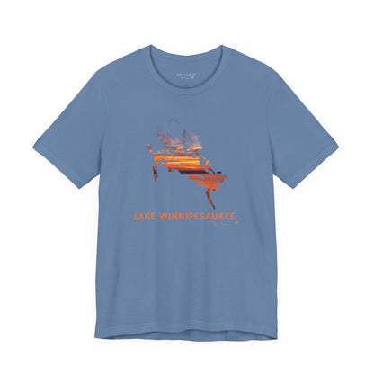 Lake Winnipesaukee T-Shirt | Sunset Lake Outline