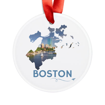 Boston Ornament | Skyline Photo in City Outline Acrylic Holiday Keepsake – We Live It