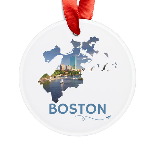 Boston Ornament | Skyline Photo in City Outline Acrylic Holiday Keepsake – We Live It
