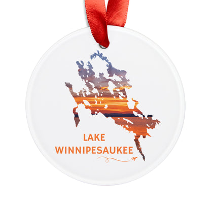 Lake Winnipesaukee Ornament | Sunset Lake Outline Keepsake – We Live It