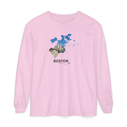 Boston Outline Long Sleeve | Financial District Harbor View