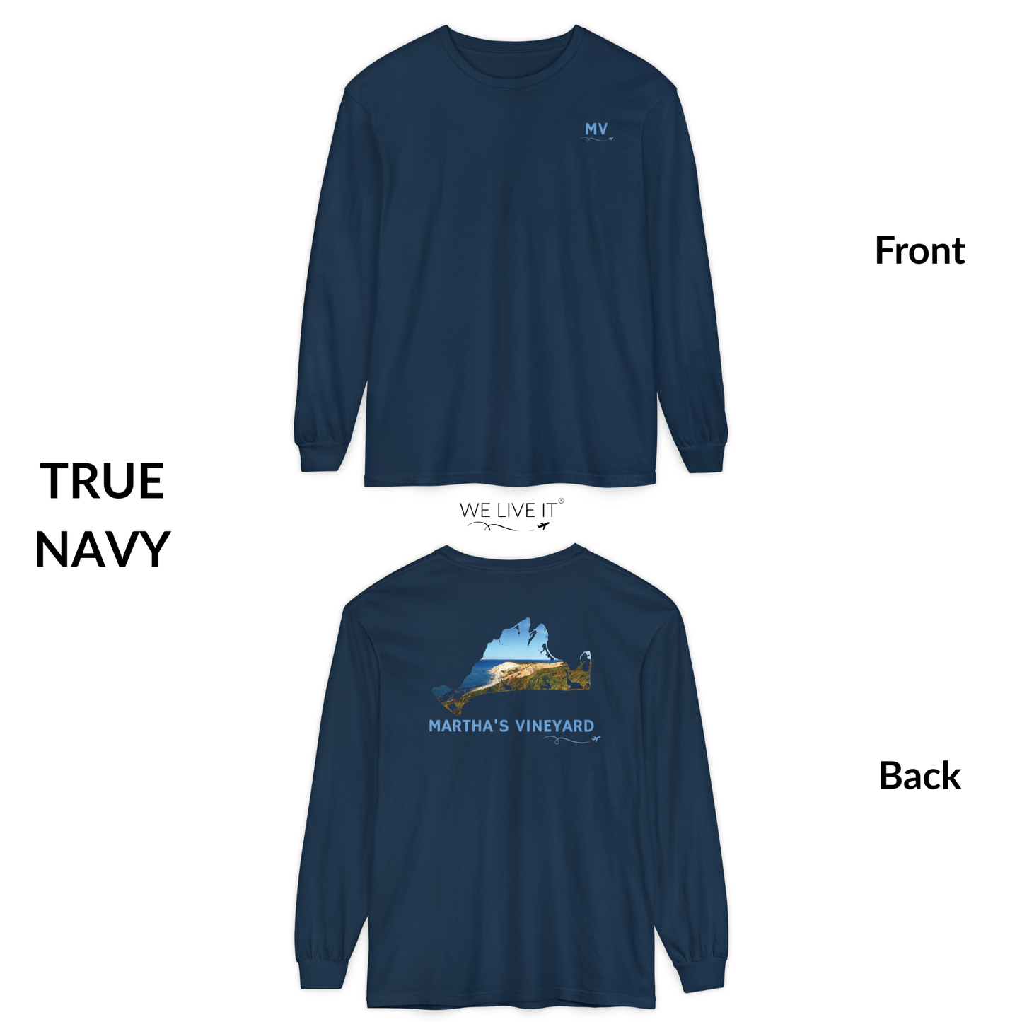 Martha’s Vineyard MV Long Sleeve | Aquinnah Cliffs Outline Back