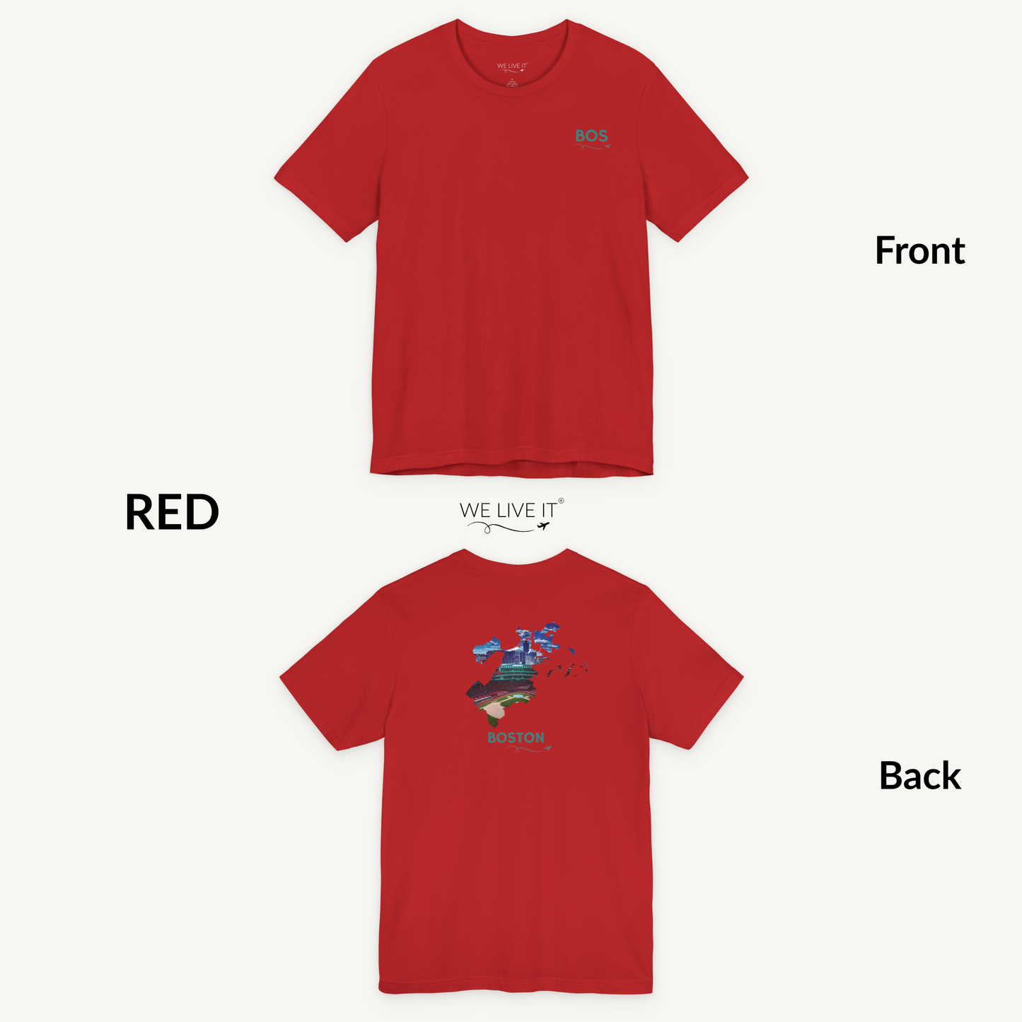 Boston T-Shirt | BOS Front & Fenway Park Back