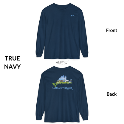 Martha’s Vineyard Outline Long Sleeve | MV Front & Ocean Park Back