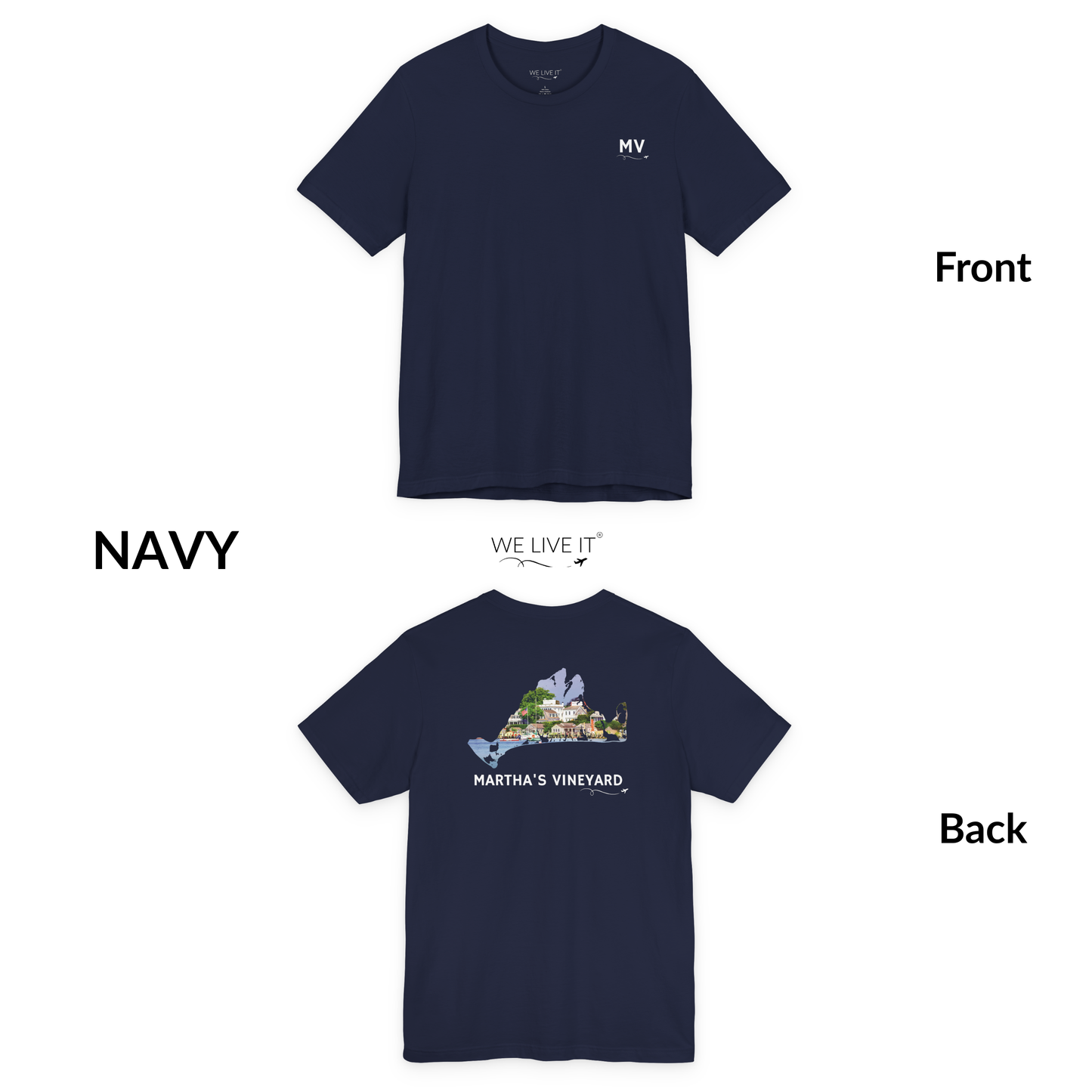 Martha’s Vineyard T-Shirt | MV Front and Edgartown Harbor Back