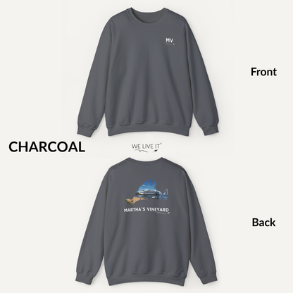 Martha’s Vineyard Crewneck Sweatshirt | MV Front & Vineyard Haven Steamship Back