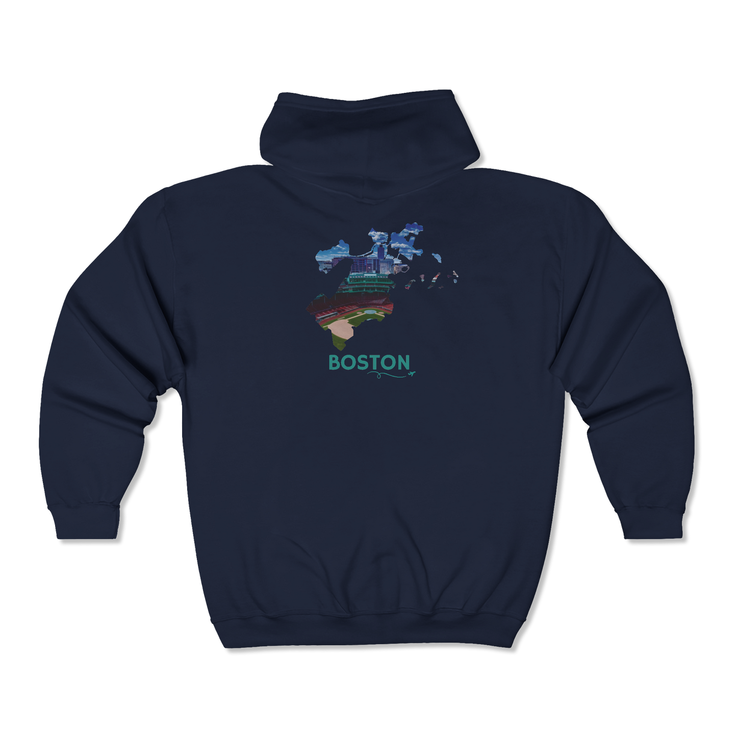 Boston MA Zip-Up Hoodie | Fenway Park Aerial Photo Sweatshirt