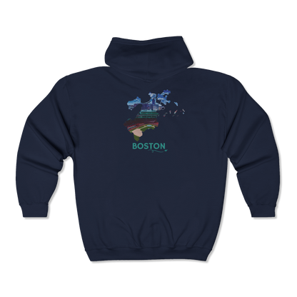 Boston MA Zip-Up Hoodie | Fenway Park Aerial Photo Sweatshirt