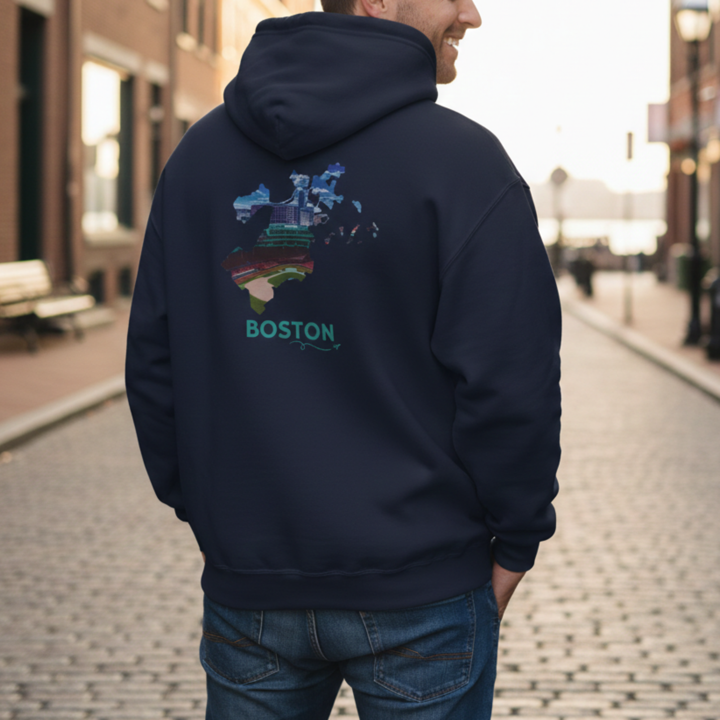 Boston MA Zip-Up Hoodie | Fenway Park Aerial Photo Sweatshirt